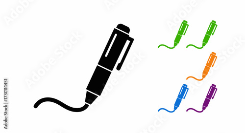 A Collection of Colorful Pens Drawing Wavy Lines on a White Background Representing Creativity and Artistic Expression