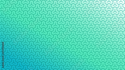 明るい緑のグラデーションの毘沙門亀甲柄背景