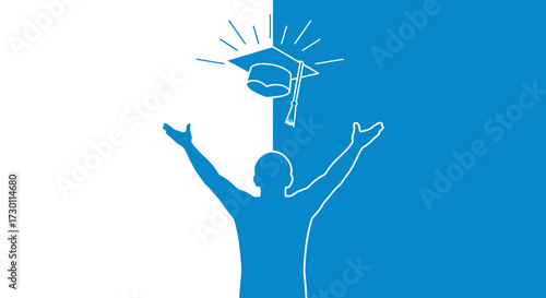 Celebrating the Achievement of Graduating with Joyful Arms Reaching for Success and Future Opportunities