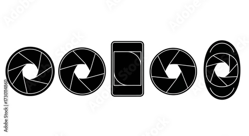 A Collection of Aperture Symbols and Rectangular Shapes Illustrating Photography and Imaging Concepts