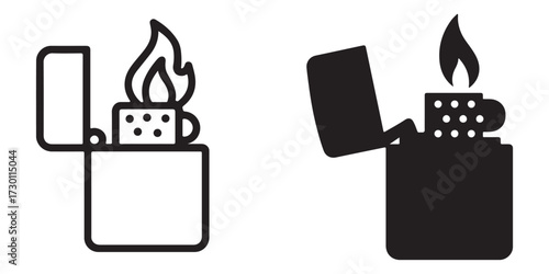 Lighter icons in outline and silhouette styles for graphic design
