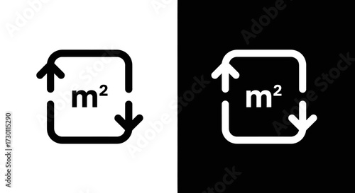 Square Meter Unit of Measurement Conversion and Area Calculation Guide With Circular Arrows Symbolizing Reciprocal Relationships