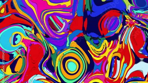 Abstract colorful background with a seamless psychedelic wave pattern for a vibrant, retro textile design 4k Abstract background video
