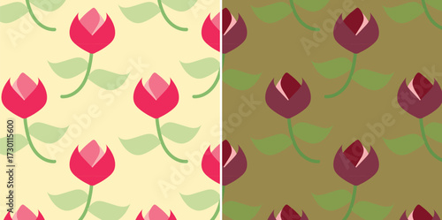 Abstract rose-like floral seamless pattern in pastel and muted color variations