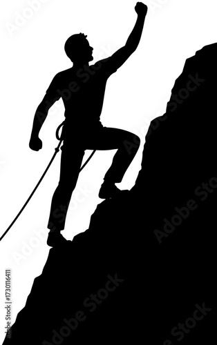 Rock Climber Silhouette Vector | Mountain Extreme Sport Illustration