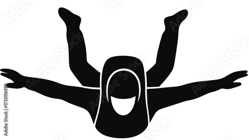 Skydiver Freefall Position Silhouette Vector | Extreme Sport Illustration