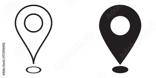 Location pin icon set simple style maps positioning symbol vector