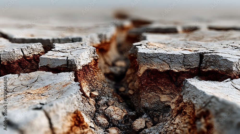 Fototapeta premium Cracked dry earth surface texture high resolution image