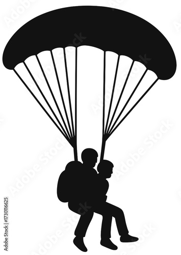 Tandem Paragliding Silhouette Vector | Extreme Sport Adventure Design