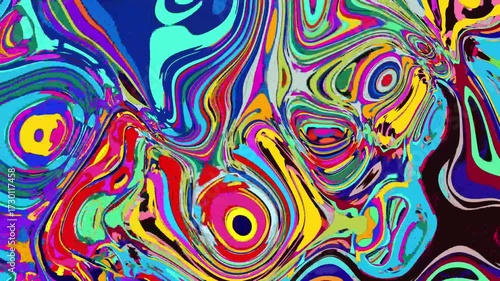 Abstract colorful background with a seamless psychedelic wave pattern for a vibrant, retro textile design 4k Abstract background video