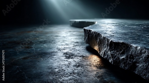 Dark rough stone platform background high resolution image