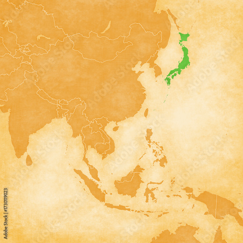 Ocher map of East Asia - Japan