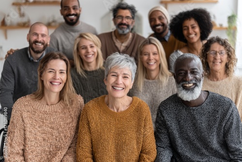 Diverse multi-generational group of happy people smiling at the camera