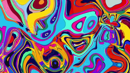 Abstract colorful background with a seamless psychedelic wave pattern for a vibrant, retro textile design 4k Abstract background video