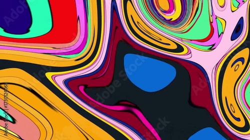 Abstract colorful background with a seamless psychedelic wave pattern for a vibrant, retro textile design 4k Abstract background video