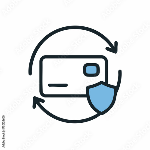 Secure Credit Card Transaction and Recurring Payment Icon.