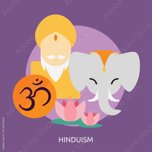 Hinduism cultural symbols and spiritual icons representing faith and belief system