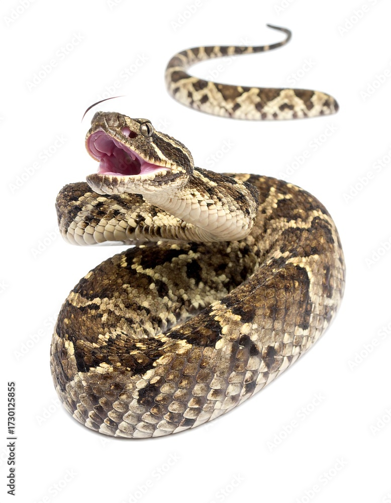 Obraz premium A venomous snake coiled and alert