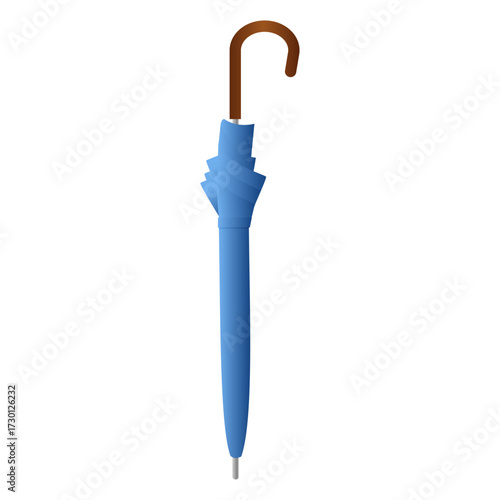 Blue umbrella isolated on a plain white background, perfect for weather protection