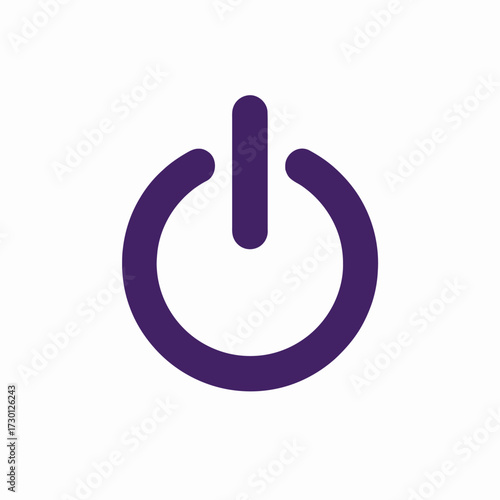 Simple purple power button icon on a white background