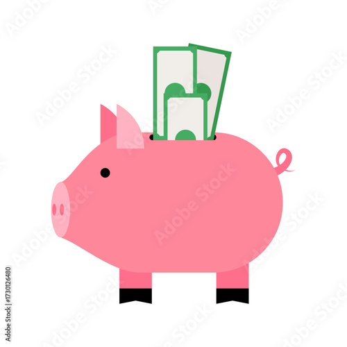 A Pink Piggy Bank Full of Money, Symbolizing Savings, Financial Growth, and Wealth Accumulation for Future Investments and Security