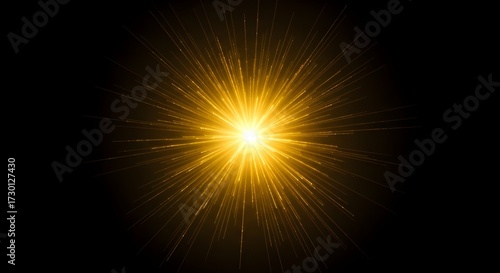 Wallpaper Mural Bright yellow sunburst lens flare light effect isolated on black background. Torontodigital.ca