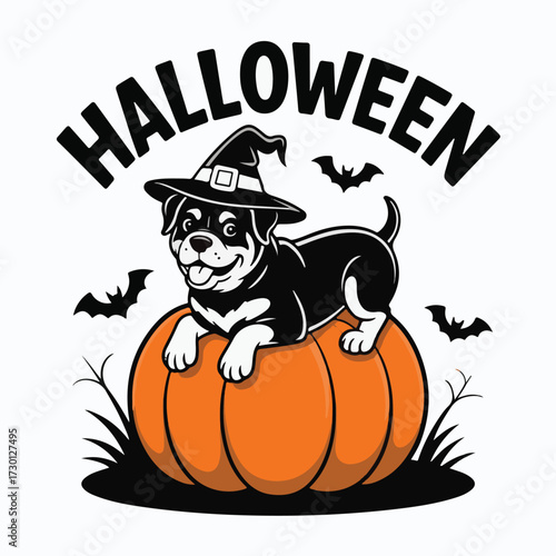 Happy Halloween Day Black and White Cartoon Cat and Ghost Vector Illustration