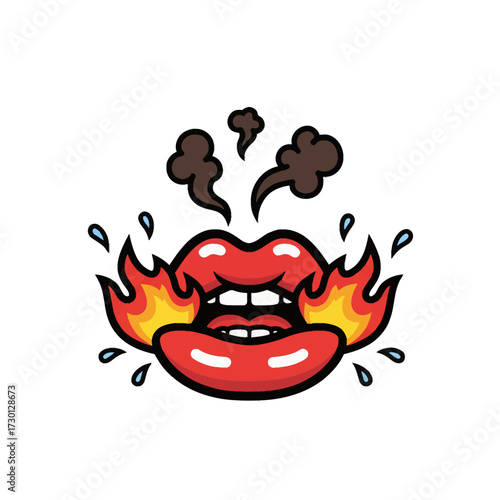 Instant Coffee Regret SEO-friendly vector art of a figure recoiling in pain from a hot drink. Cute, minimalist style for coffee shop promotion or blogs.