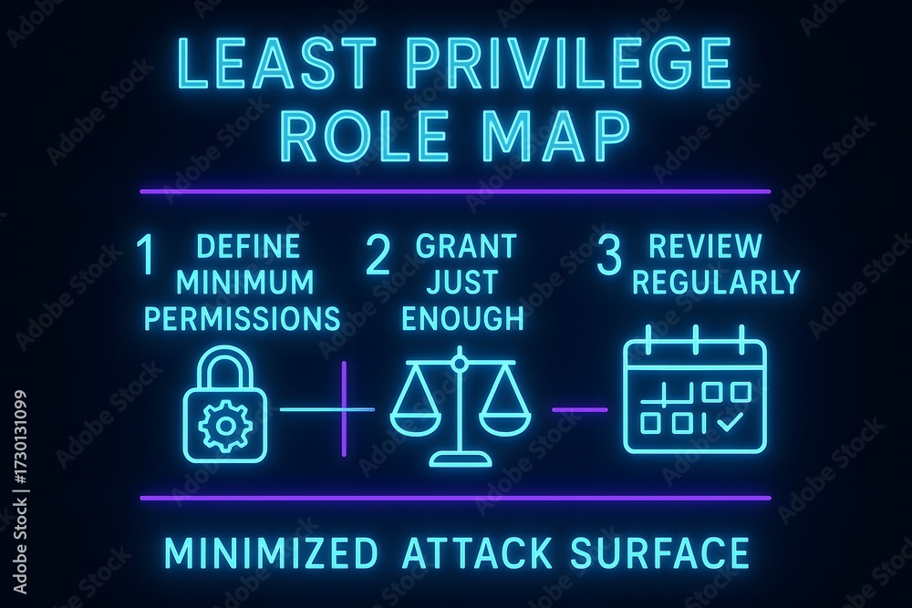 Obraz premium Least Privilege Infographic with Access Control Principles for Cybersecurity Training