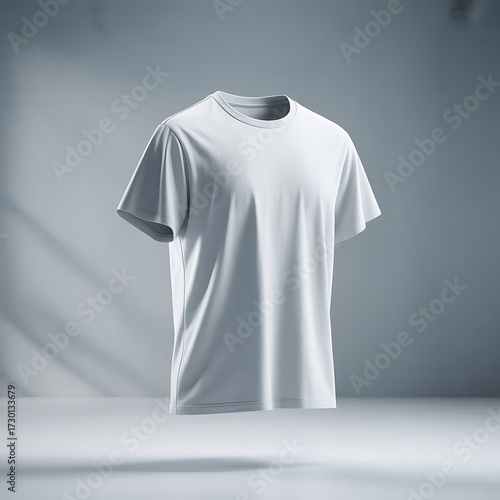 A simple white tshirt isolated on white background, showcasing its clean design and versatile style for everyday wear