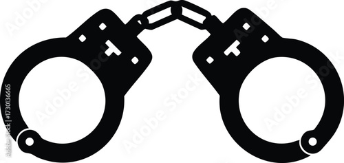 Handcuffs icon symbol representing law enforcement and security restraint vector illustration 