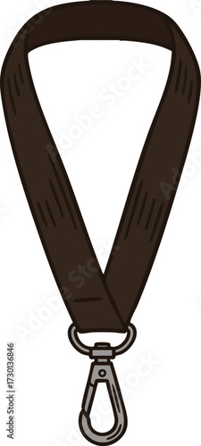 Brown lanyard with metal swivel hook for keys and ID badges vector illustration 