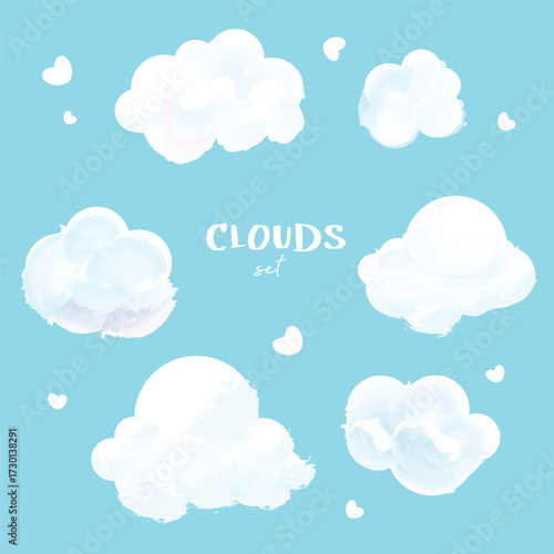 vector of fluffy clouds set