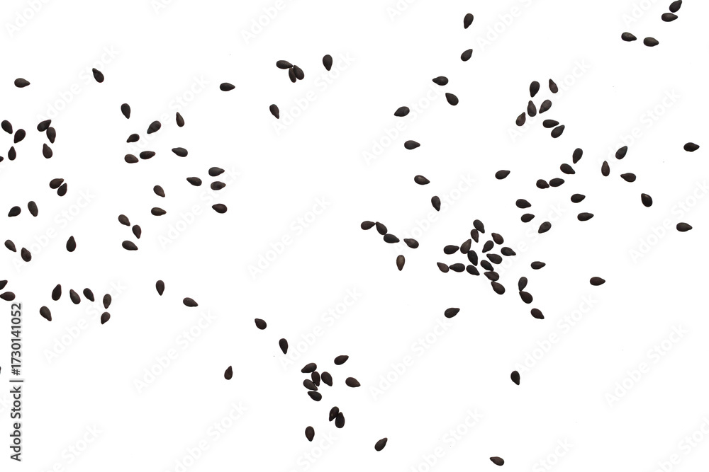 Fototapeta premium Black sesame seeds isolated on white background