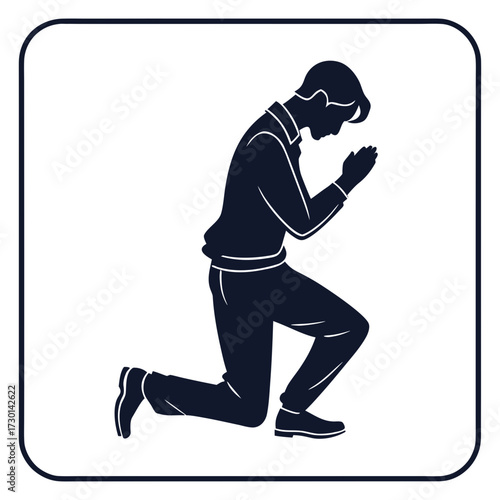 Silhouette of a man kneeling in prayer