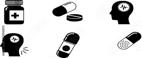 Healthcare equipment medical icon vector. Icons such as Pills, Tablet, Pain, Painkiller, Aspirin, Health, medicine illustration