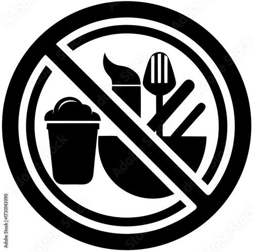 No Food Icon  silhouette vector icon , white background 