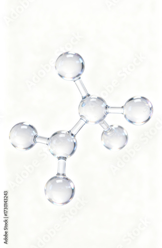 A 3D rendering of a transparent, glass-like molecule structure, isolated on a clean white background, representing scientific research, chemistry, or medical concepts