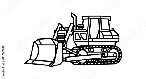 Illustration of a bulldozer, a heavy machine used for construction and earthmoving.