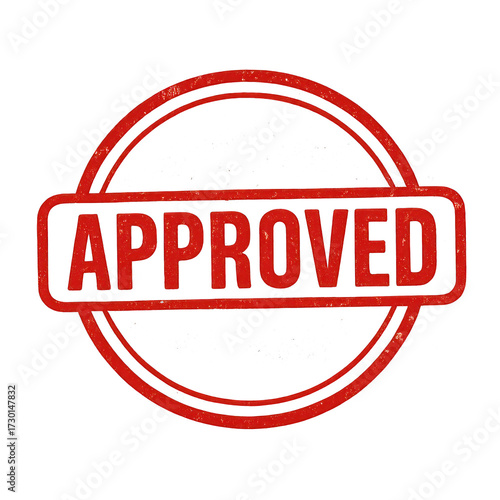 Bright red approved stamp design symbolizing validation and acceptance in documents or projects