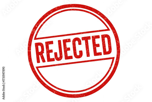 Bright red rejected stamp on white background is clear and bold