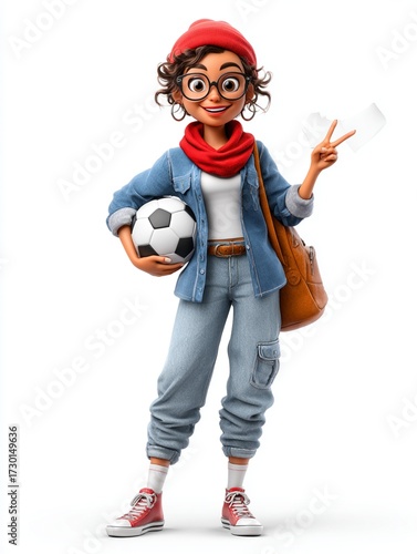 Soccer mom arriving in casual sportswear