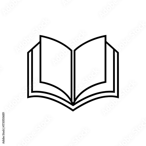 Open book with pages outline illustration silhouette