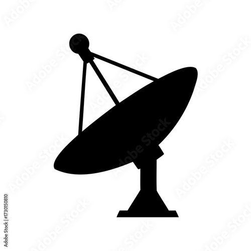 Silhouette of a satellite dish used for communication and broadcasting signals