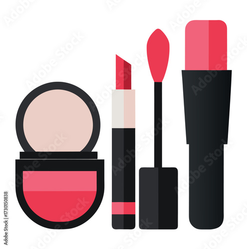 Cosmetic icons collection with lipstick and makeup items