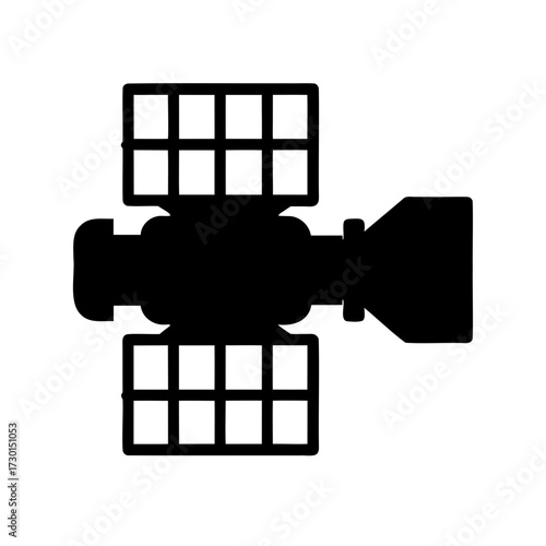 Satellite silhouette illustration symbolizing space exploration and technological communication advancement