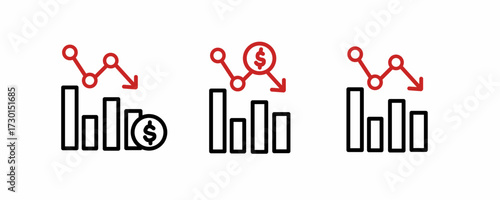 data analyst icon set, graph chart icon for web site