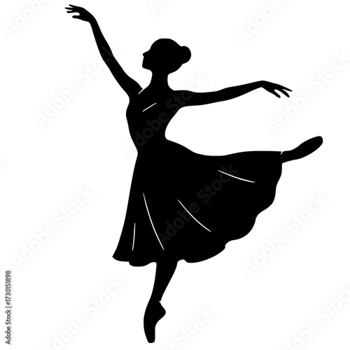 Ballet Dancer Silhouette, Graceful Ballerina in Motion