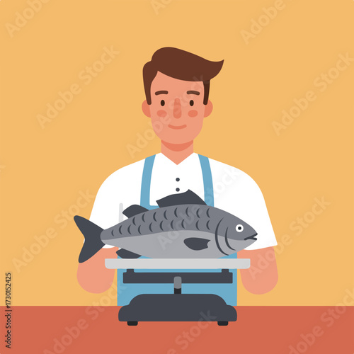 Man weighing a fish