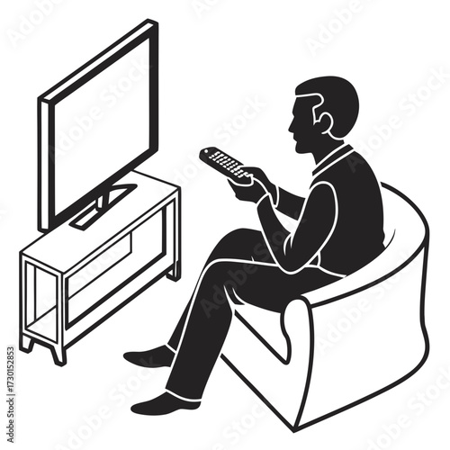 Silhouette of a person watching television